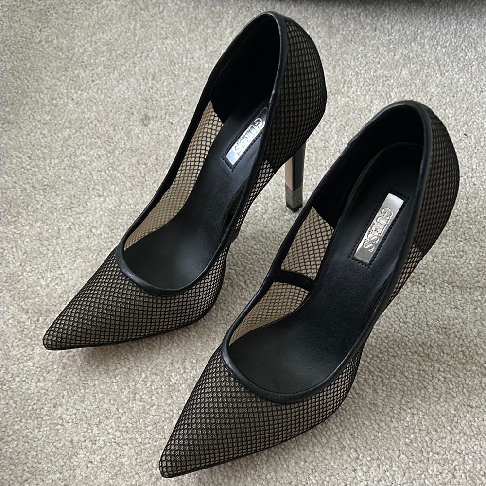 Guess Black Mesh Stiletto Heels
